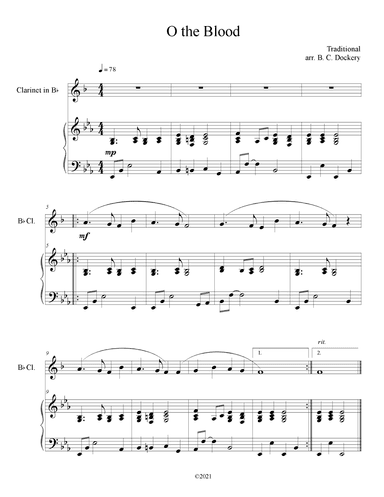 O The Blood (Clarinet Solo with Piano Accompaniment) (arr. B. C. Dockery)