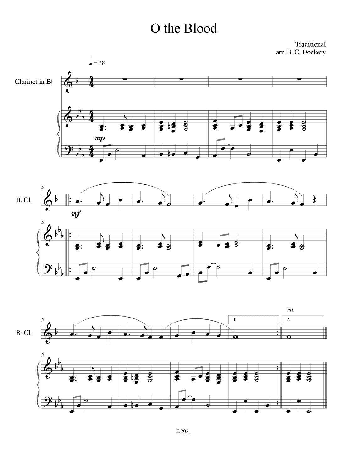 O The Blood (Clarinet Solo with Piano Accompaniment) (arr. B. C. Dockery)