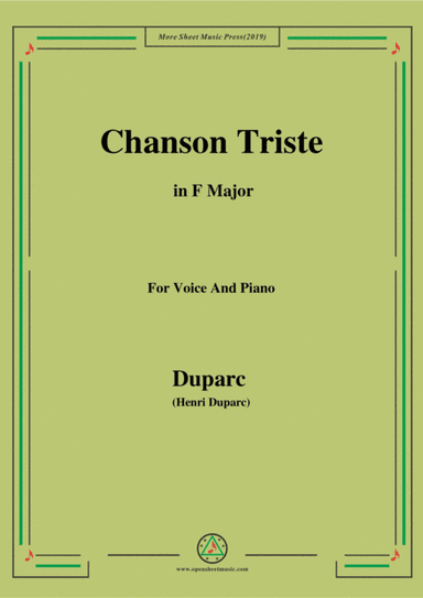Duparc-Chanson Triste in F Major (arr. MSM)