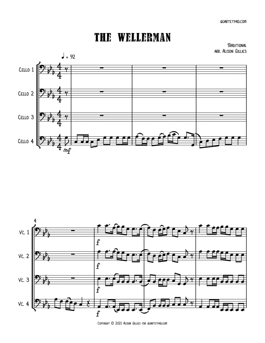 The Wellerman Sea Shanty - Cello Quartet (arr. Alison Gillies)
