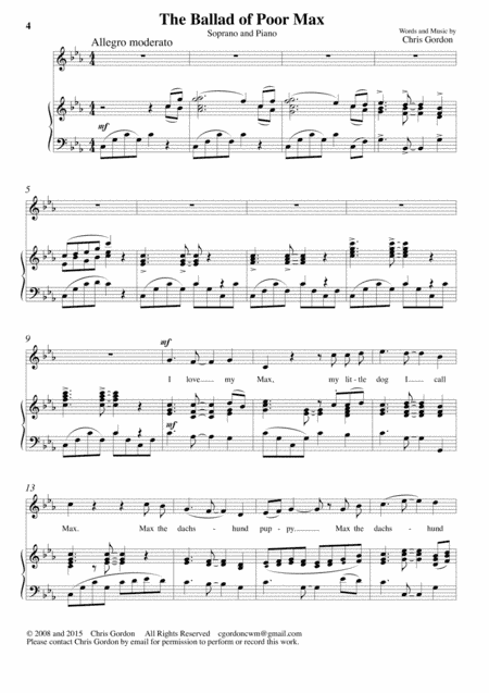 Poor Max! for Soprano/Mezzo-sop. Voice & Piano (Folk/Rock)