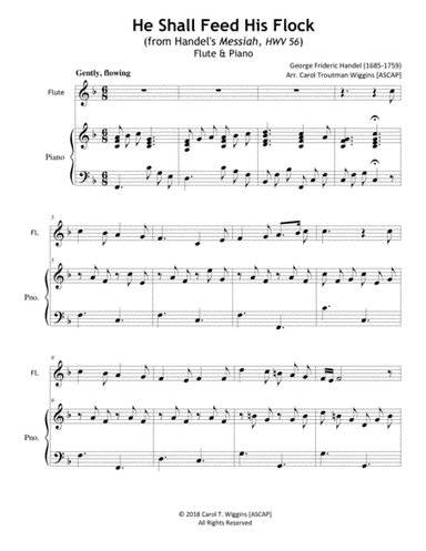 He Shall Feed His Flock (from Handel's Messiah, HWV 56) - Flute & Piano (arr. Carol Troutman Wiggins [ASCAP])