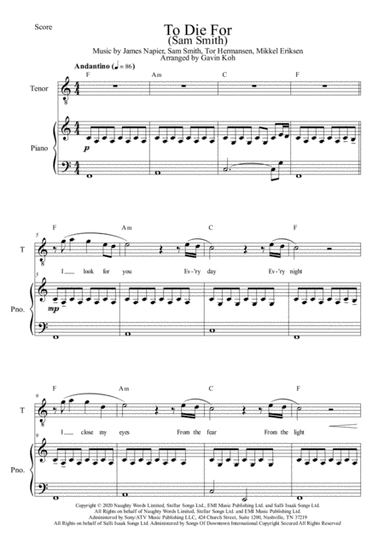 To Die For (arr. Gavin Koh)