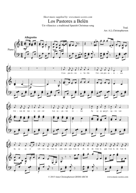 Los Pastores a Belen - 2 Voices and Piano (arr. Anne L Christopherson GRSM ARCM)