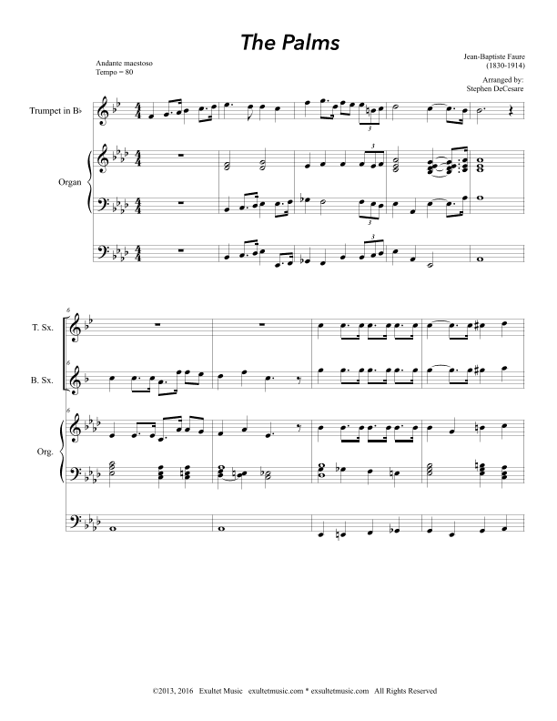 The Palms (Saxophone Quartet and Organ) (arr. Stephen DeCesare)
