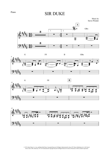 Sir Duke (arr. The Sheet Music Library)