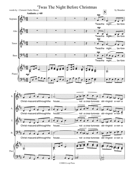 ’Twas The Night Before Christmas - Piano/Vocal score