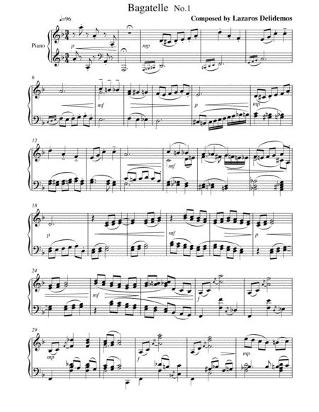 Bagatelle No 1 for Piano