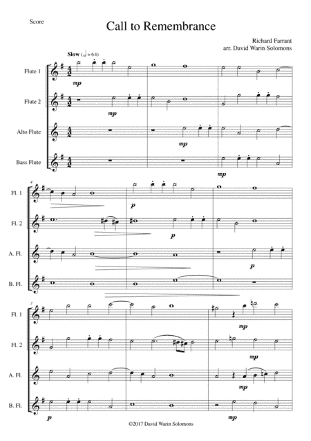 Call to remembrance for flute quartet (arr. David Warin Solomons)
