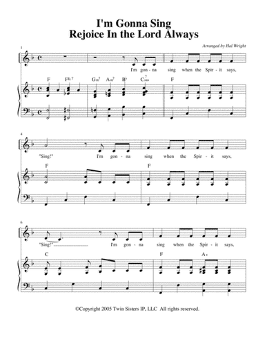 I'm Gonna Sing / Rejoice In The Lord Always (arr. Hal Wright)