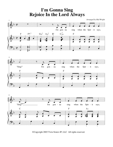 I'm Gonna Sing / Rejoice In The Lord Always (arr. Hal Wright)