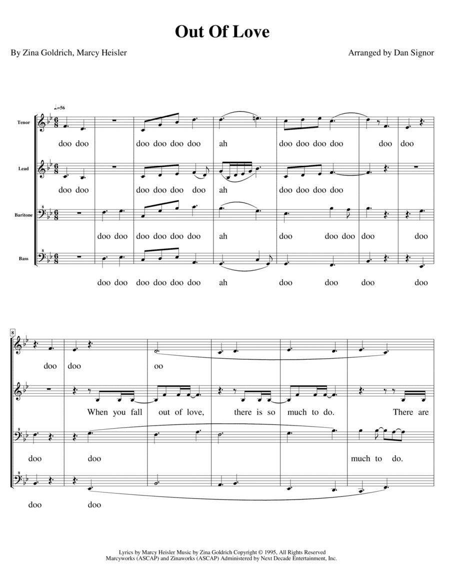 Out Of Love (arr. Dan Signor)