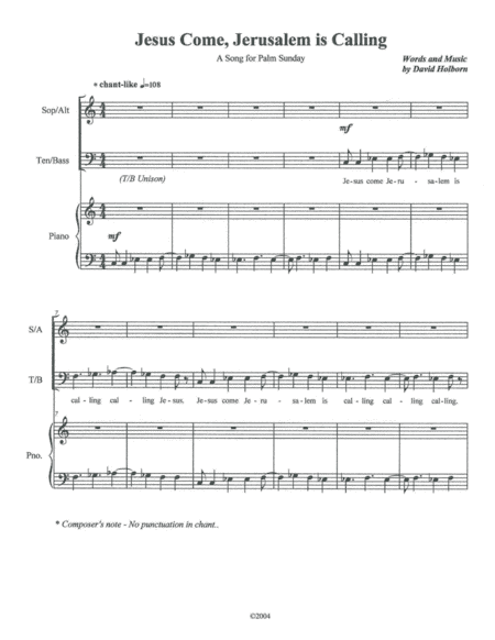 Jesus Come, Jerusalem is Calling