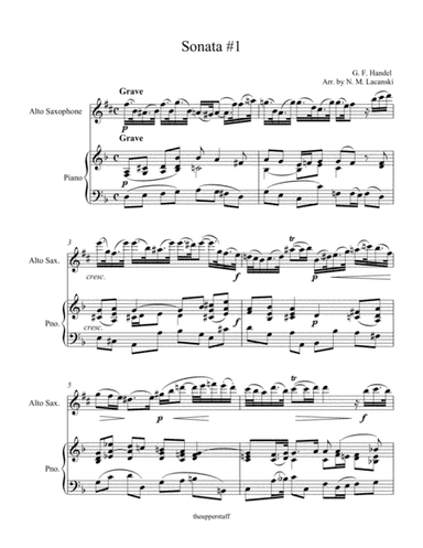 Sonata #1 Movement 1 in D Minor for Alto Sax and Piano (arr. Nick Lacanski)