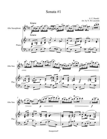 Sonata #1 Movement 1 in D Minor for Alto Sax and Piano (arr. Nick Lacanski)