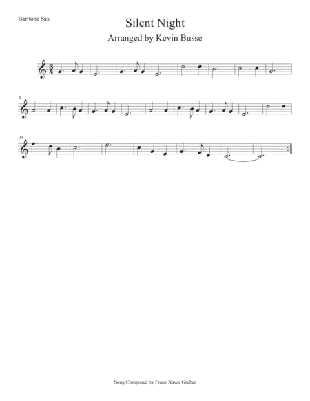 Silent Night (Easy key of C) Bari Sax (arr. Kevin Busse)
