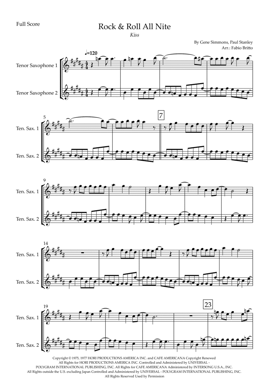 Rock And Roll All Nite (arr. Fabio Britto)