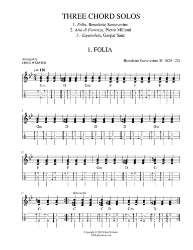 Baroque Uke #10 Three Baroque Guitar Chord Solos (arr. Chris Webster)