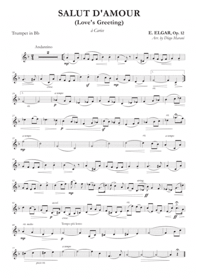 Salut d'Amour (Love's Greeting) for Trumpet and Piano (arr. Diego Marani)