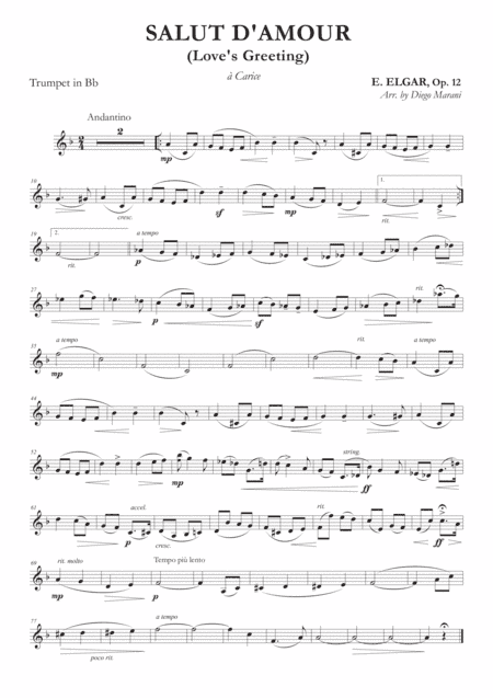 Salut d'Amour (Love's Greeting) for Trumpet and Piano (arr. Diego Marani)