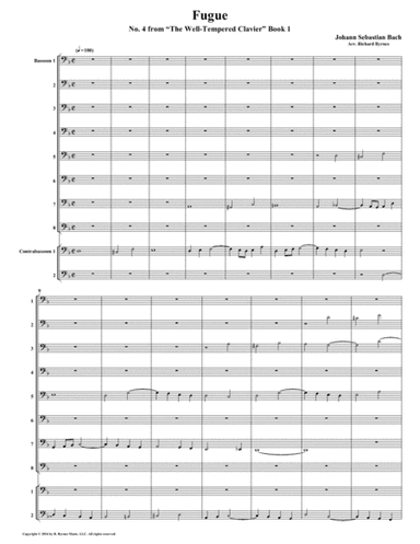 Fugue 04 from Well-Tempered Clavier, Book 1 (Bassoon Choir) (arr. Richard Byrnes)