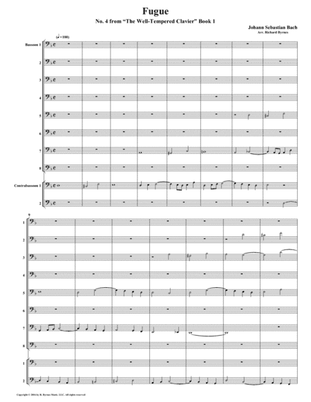 Fugue 04 from Well-Tempered Clavier, Book 1 (Bassoon Choir) (arr. Richard Byrnes)