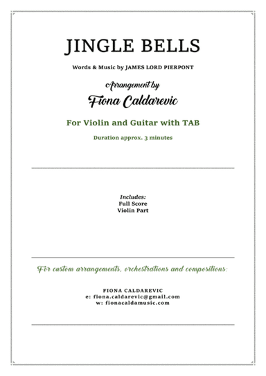 Jingle Bells - jazzy version for violin and fingerstyle guitar with TAB (arr. Fiona Caldarevic)
