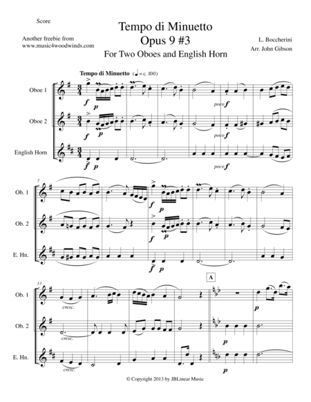Minuet for Oboe and English Horn Trio (arr. John Gibson)