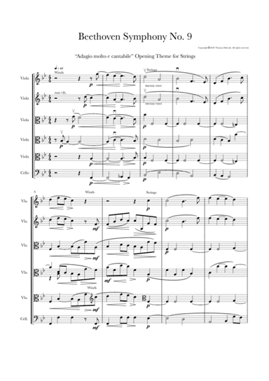 Beethoven Symphony No. 9 " Adagio molto e cantabile" Opening Theme for Strings (arr. Thomas Duboski)