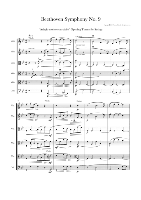 Beethoven Symphony No. 9 " Adagio molto e cantabile" Opening Theme for Strings (arr. Thomas Duboski)