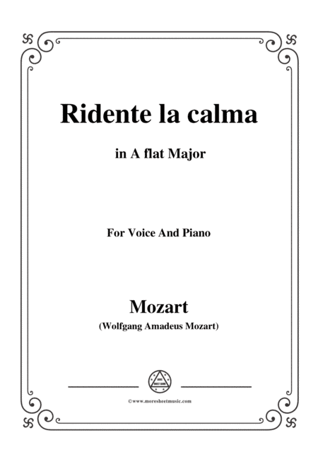Mozart-Ridente la calma,in A flat Major,for Voice and Piano (arr. MSM)