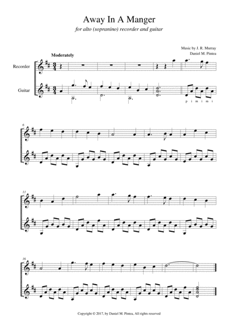 Away In A Manger - Alto recorder and guitar (arr. Daniel M. Pintea)
