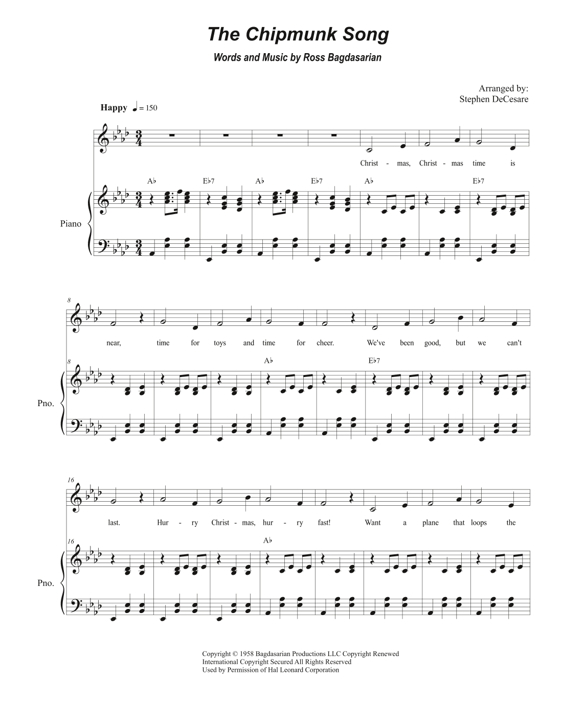 The Chipmunk Song (arr. Stephen DeCesare)