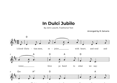 In Dulci Jubilo (Key of D Major) (arr. R. Salvario)