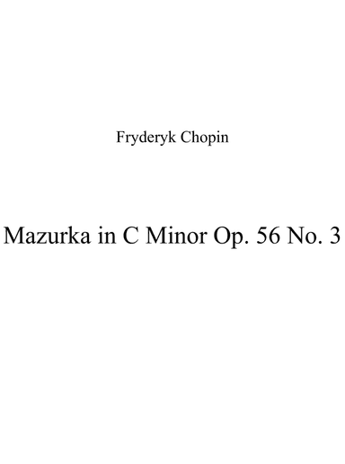 Mazurka in C Minor Op. 56 No. 3 (arr. Patrizia Luraschi)