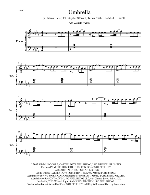 Umbrella (arr. Zoltan Vegso)