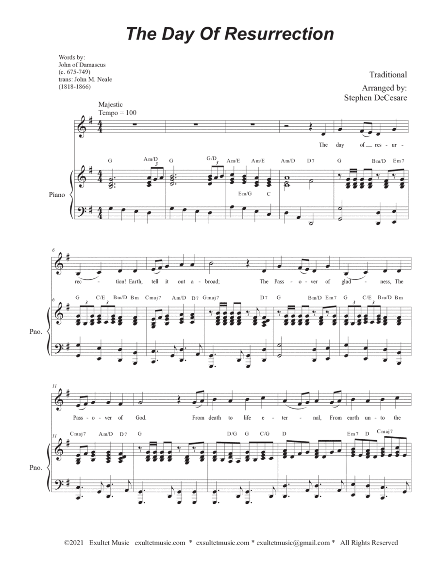 The Day Of Resurrection (Unison choir - Piano accompaniment) (arr. Stephen DeCesare)