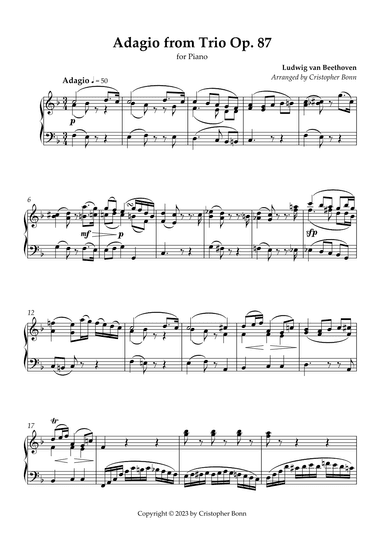 Adagio from Trio Op. 87 for piano solo (arr. Cristopher Bonn)