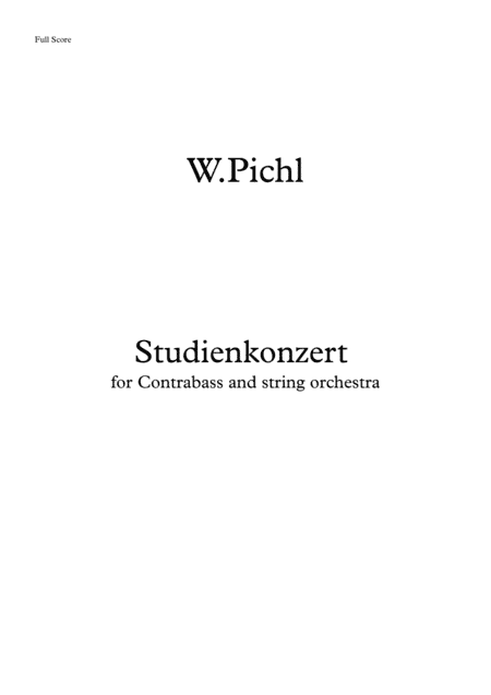 W.Pichl "Studienkonzert" for Solo Contrabass, harpsichord and string orchestra (arr. Seva Youdenitch)