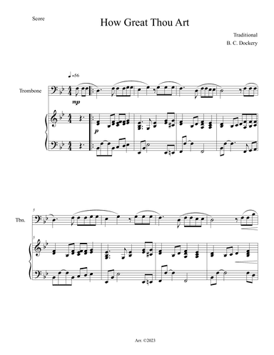 How Great Thou Art (Trombone Solo with Piano Accompaniment) (arr. B. C. Dockery)