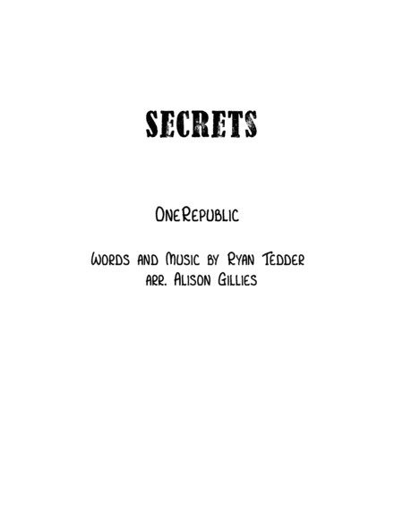 Secrets (arr. Alison Gillies)
