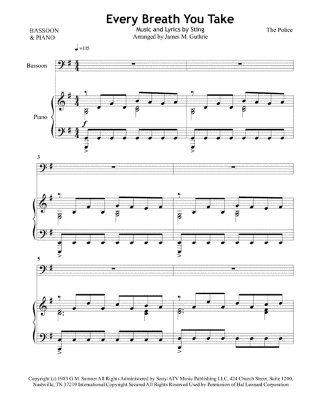 Every Breath You Take (arr. James M. Guthrie, ASCAP)