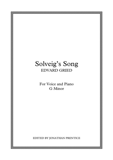 Solveig's Song - G Minor (arr. Jonathan Prentice)