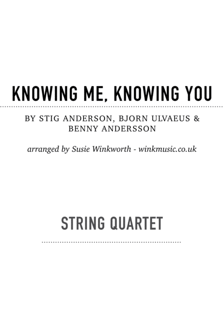 Knowing Me, Knowing You (arr. Susie Winkworth winkmusic.co.uk)