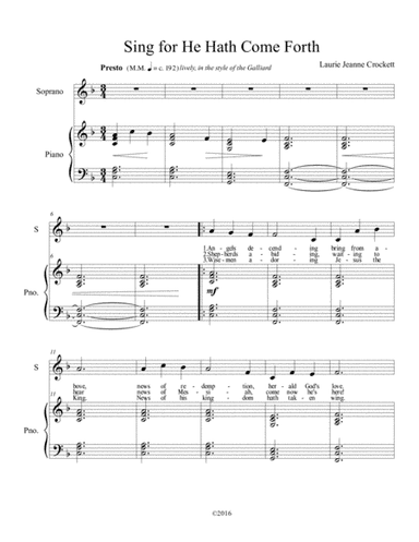 Sing for He Hath Come Forth