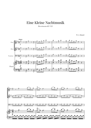 Eine Kleine Nachtmusik for 2 Oboes, Trombone and Piano (arr. Cadenza Editions)