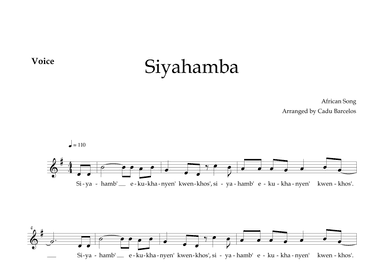 Siyahamba - Voice (African Song) (arr. Cadu Barcelos)