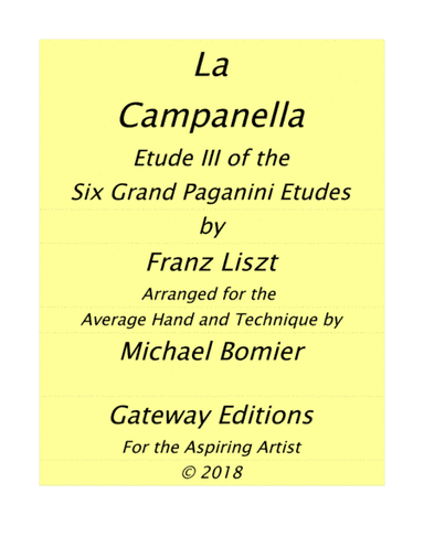 La Campanella Paganini Etude No.3 in G# minor for Piano Solo (arr. Michael Bomier)