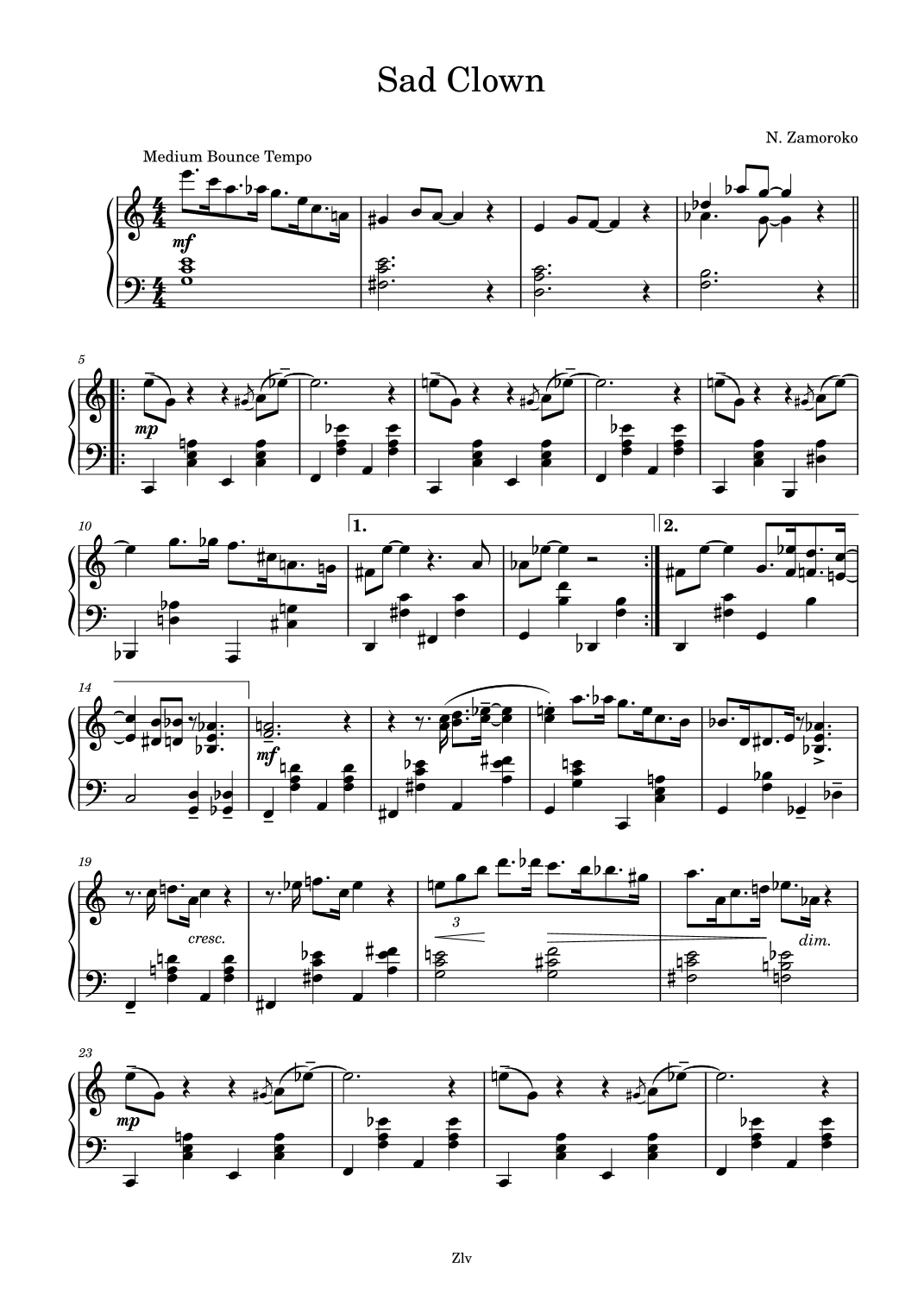 Sad Clown (arr. Zellev Music)