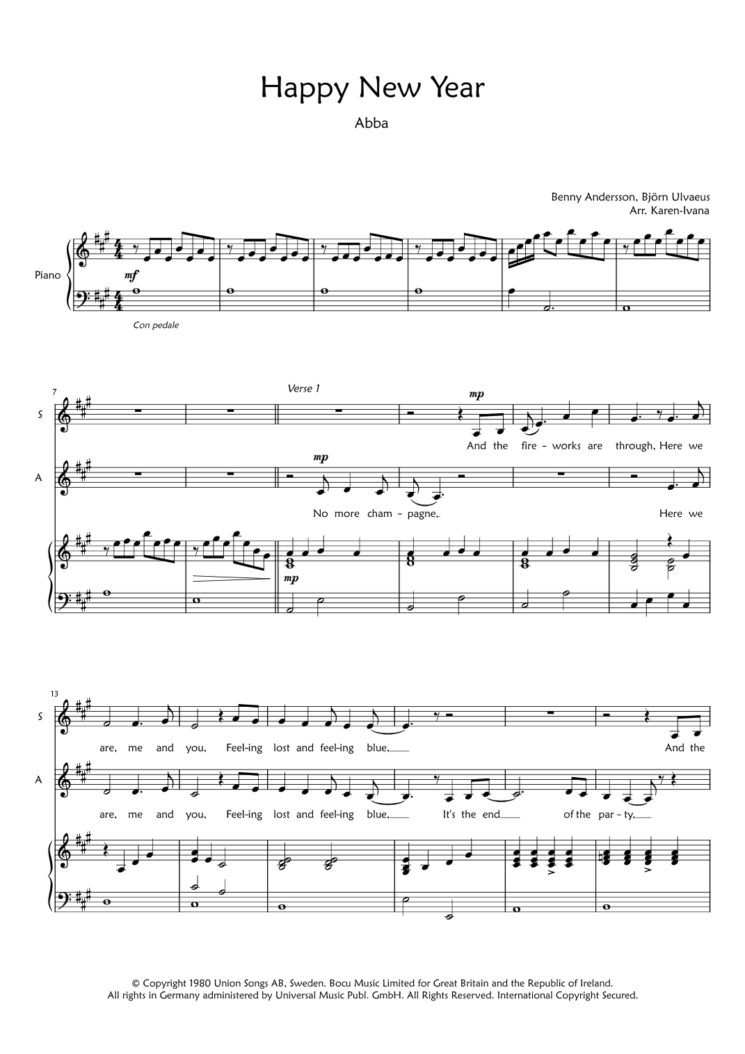 Happy New Year (arr. Karen Ivana)